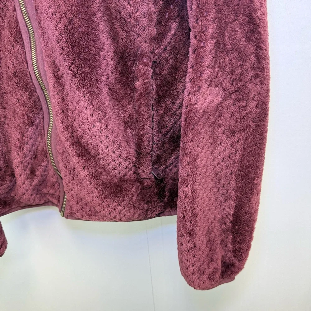 Columbia Women's Small Fireside Sherpa Fleece Full Zip Up Jacket burgundy maroon